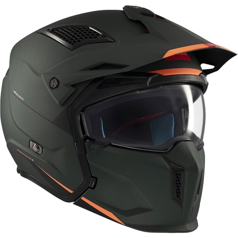 Open helm met masker MT Streetfighter SV S Solid A6 matgroen