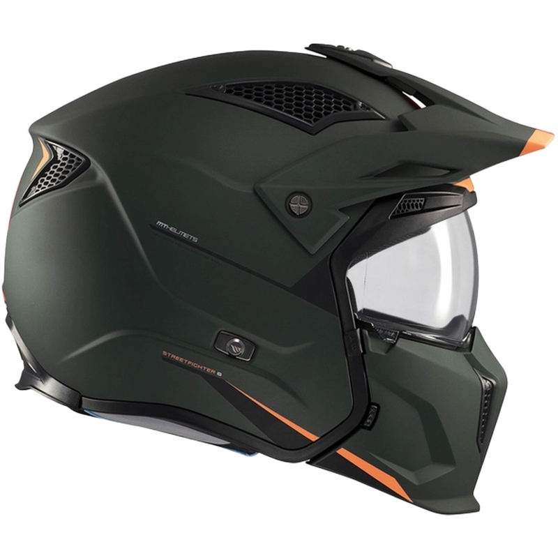 Open helm met masker MT Streetfighter SV S Solid A6 matgroen