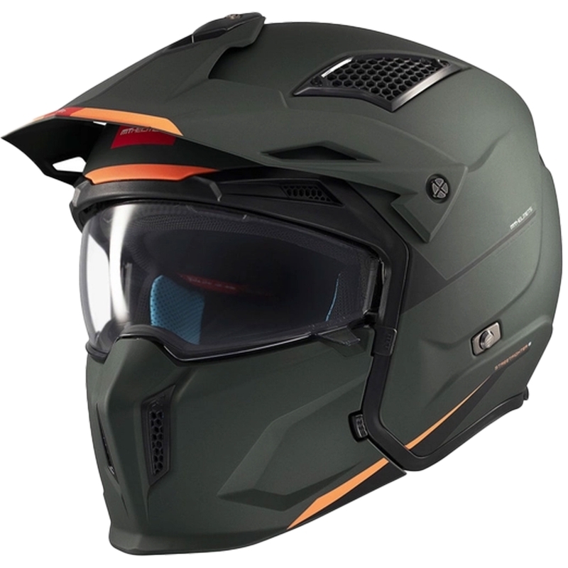 Open helm met masker MT Streetfighter SV S Solid A6 matgroen