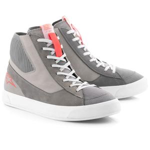 Alpinestars Stated motorlaarzen lichtgrijs-fluo rood-wit