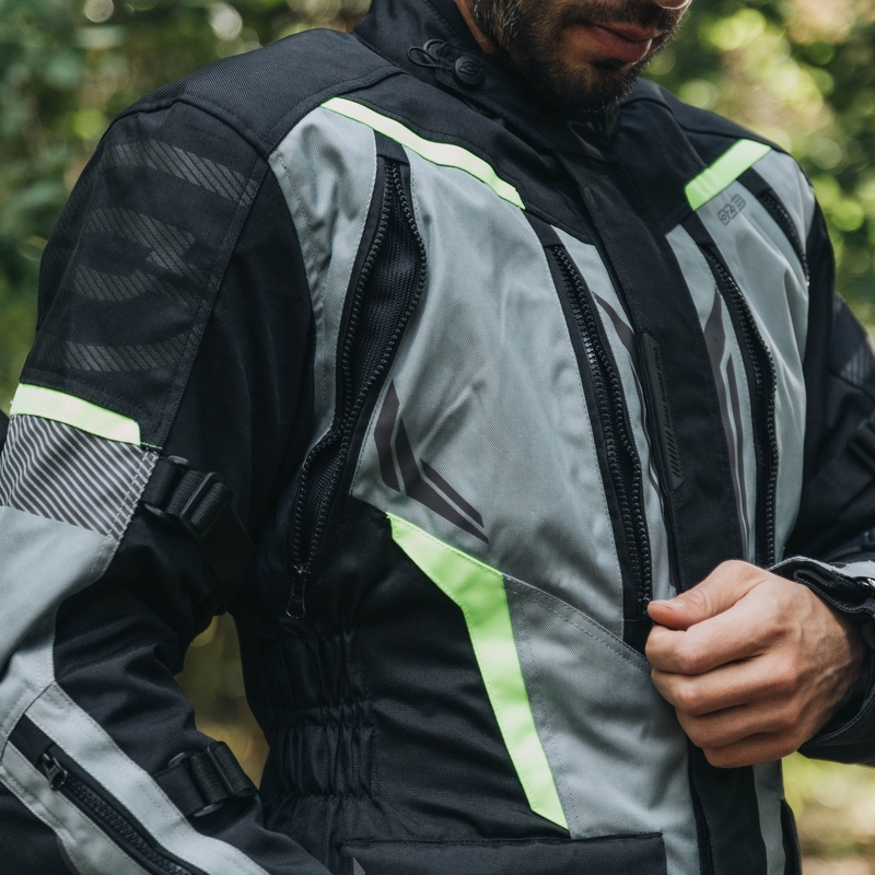Motorjas Ozone Tour III zwart-grijs-fluogeel