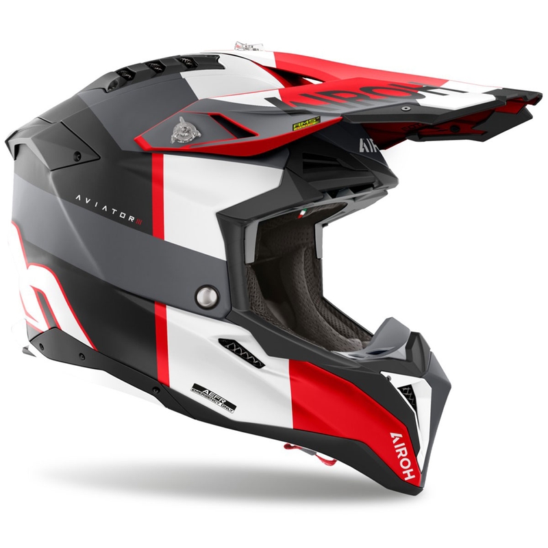 Crosshelm Airoh Aviator 3 Monarch grijs-rood mat