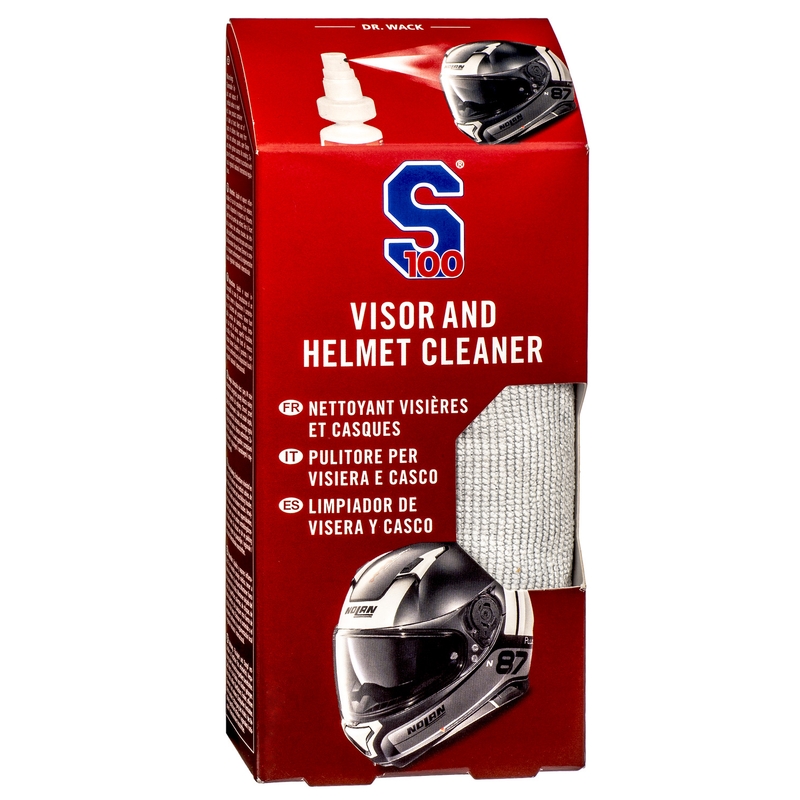 Vizier- en helmreiniger S100 met microvezeldoekje - Vizier- en helmreiniger 100 ml