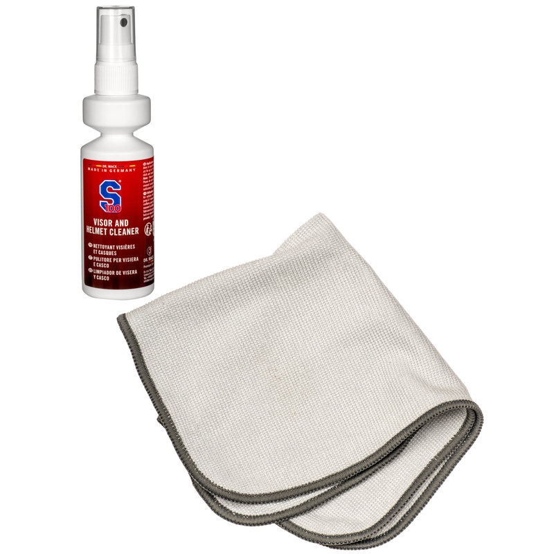 Vizier- en helmreiniger S100 met microvezeldoekje - Vizier- en helmreiniger 100 ml