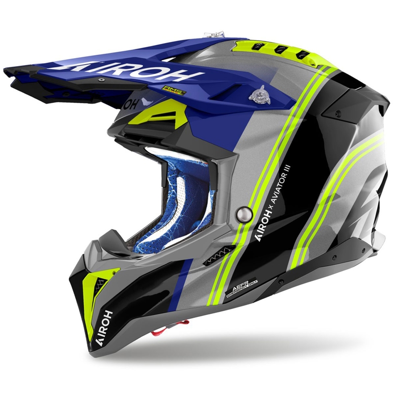 Crosshelm Airoh Aviator 3 Hima blauw glanzend