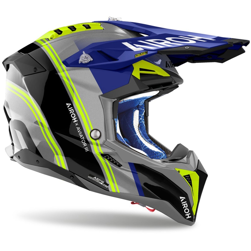 Crosshelm Airoh Aviator 3 Hima blauw glanzend