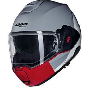 Opklapbare motorhelm Nolan N120-1 Grafo N-COM 349 grijs-wit-rood