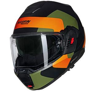 Opklapbare motorhelm Nolan N120-1 Omocromo N-COM 345 zwart-oranje-groen