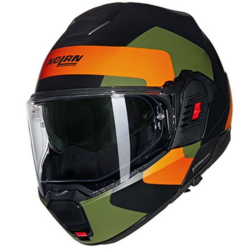 Opklapbare motorhelm Nolan N120-1 Omocromo N-COM 345 zwart-oranje-groen