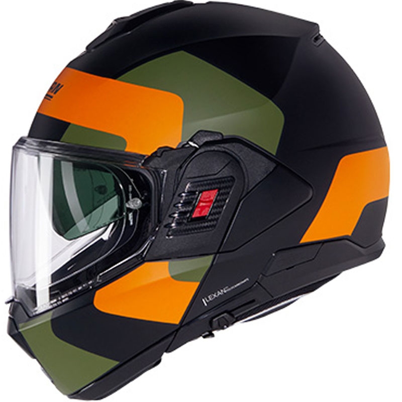 Opklapbare motorhelm Nolan N120-1 Omocromo N-COM 345 zwart-oranje-groen