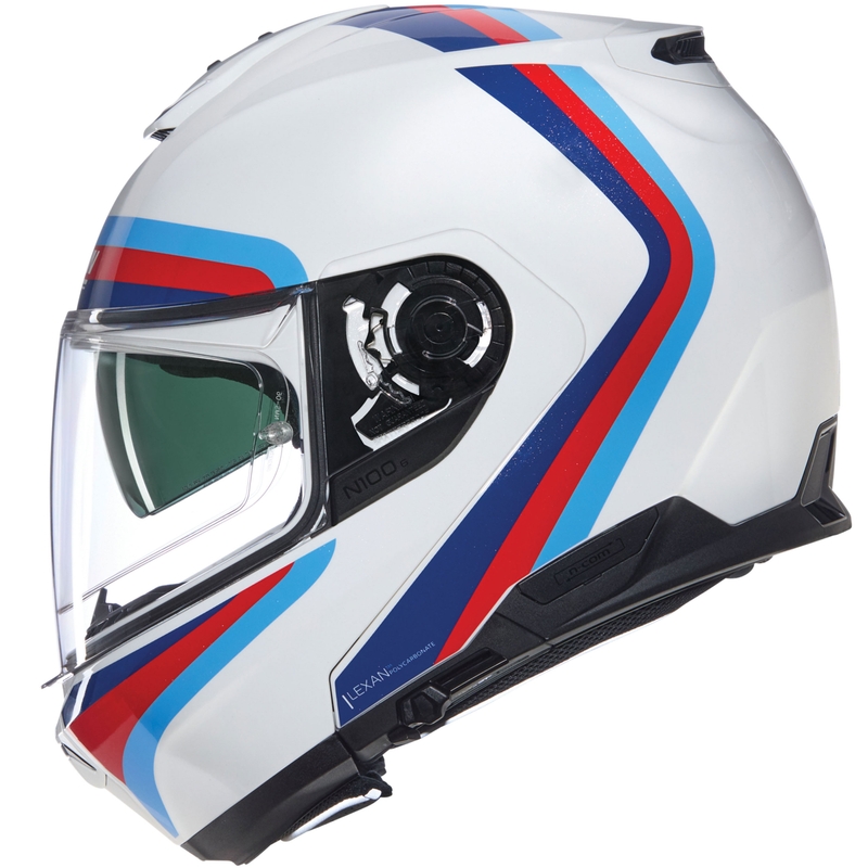 Opklapbare motorhelm Nolan N100-6 Assoluto N-COM 347 wit-rood-blauw