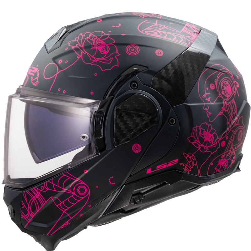 Opklapbare motorhelm LS2 FF910 Advant II Sophia zwart-roze