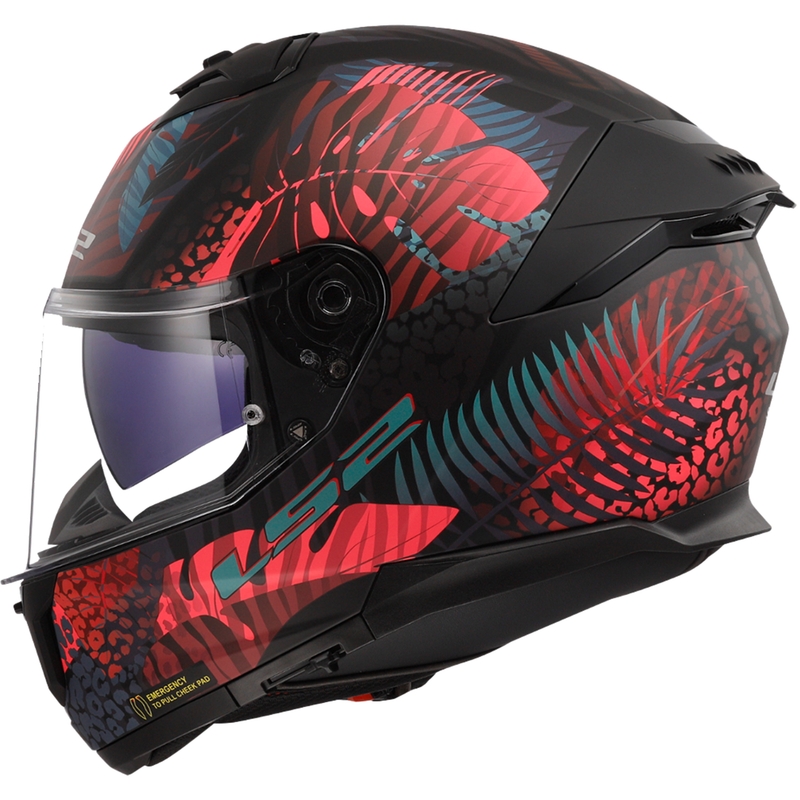LS2 FF808 Stream II Jungle Zwart-Roze-Blauw Integrale Motorfietshelm