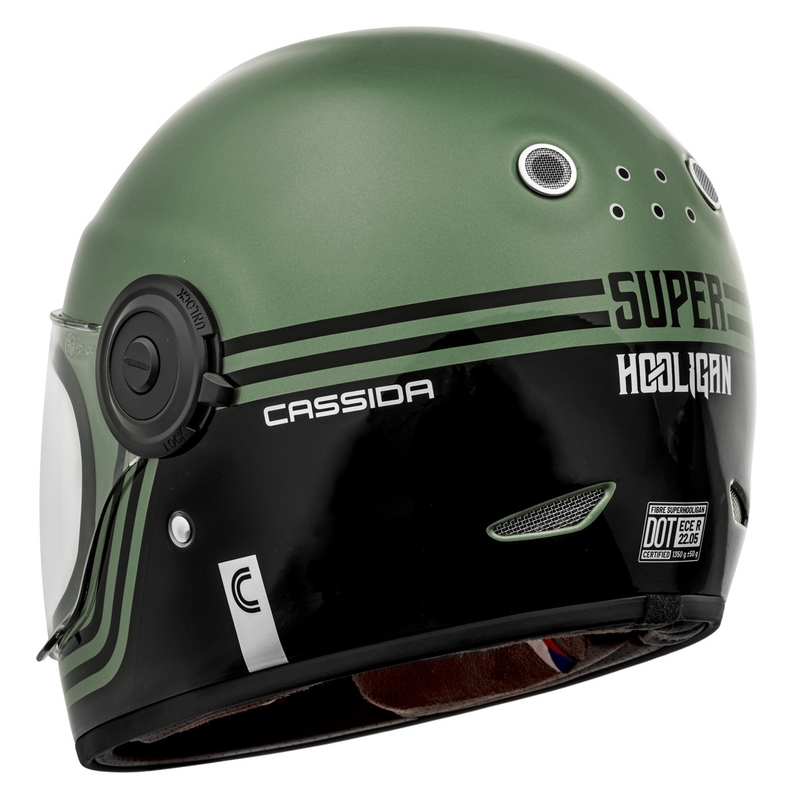 Cassida Fibre Super Hooligan integraal motorhelm zwart-groen aanbieding - II. kwaliteit