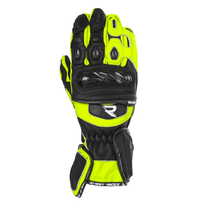 Motorhandschoenen Street Racer Virus 2 zwart-fluogeel - II. kwaliteit