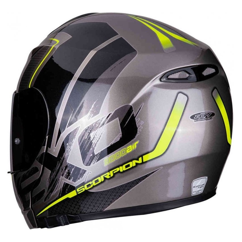 Vyklápěcí přilba Scorpion EXO-3000 Air Creed titanovo-černo-fluo žlutá výprodej