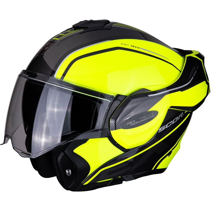 Překlápěcí přilba Scorpion EXO-TECH Time-Off fluo žluto-stříbrná výprodej