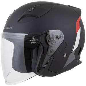 Cassida Reflex 2.0 Veiligheid open motorhelm mat zwart-rood-grijs-reflecterend zilver