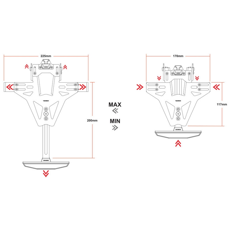 Kentekenplaathouder met verlichting Highsider Akron RS PRO KTM 690 SUPERMOTO en 690 ENDURO zwart