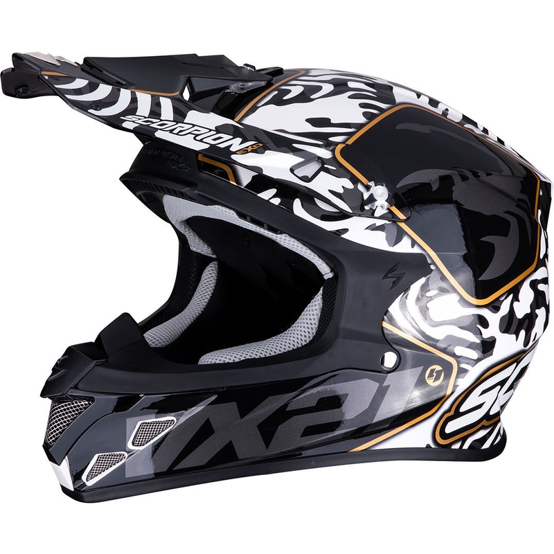Motorcrosshelm Scorpion VX-21 Air Gnarly zwart-wit