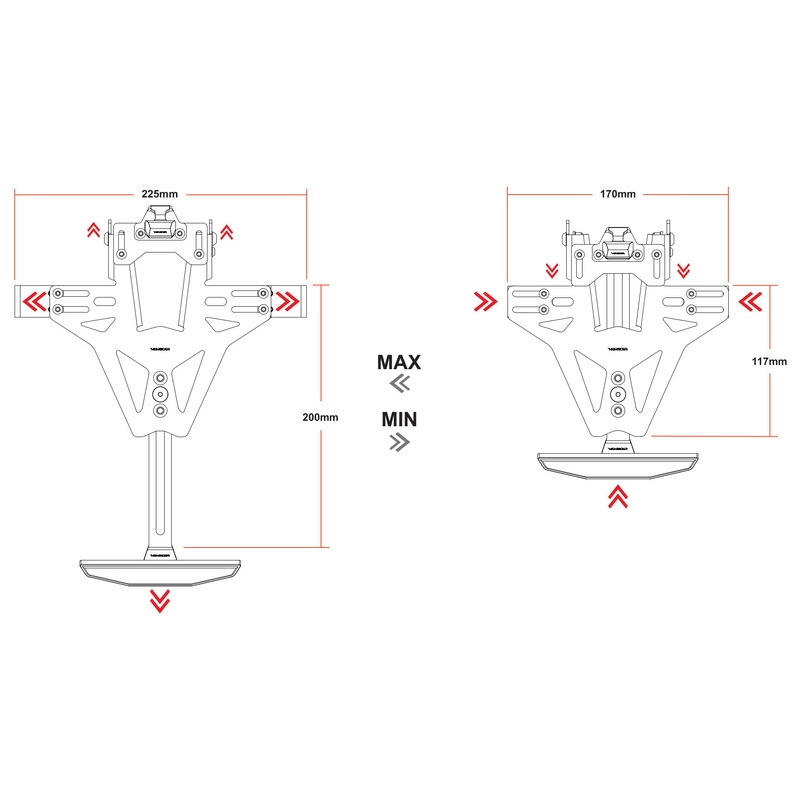Kentekenplaathouder met verlichting Highsider Akron RS PRO Yamaha XSR 900 zwart