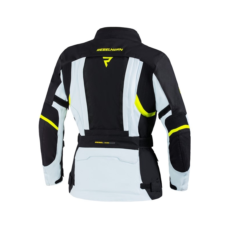 Rebelhorn Hardy II dames motorjack grijs-zwart-fluogeel