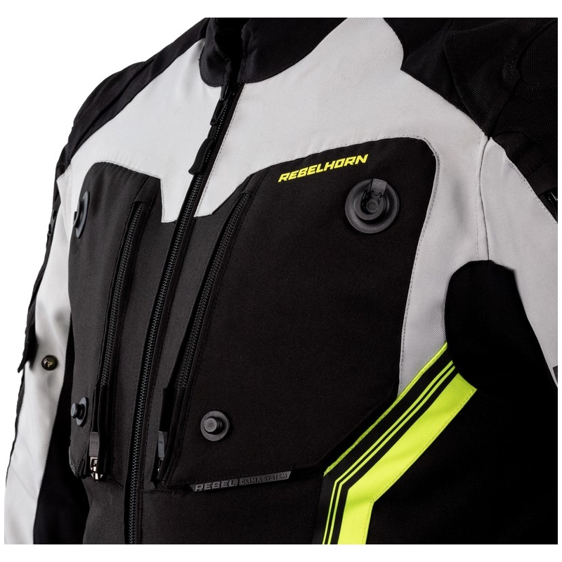 Rebelhorn Borg zwart-grijs-fluo gele motorjas