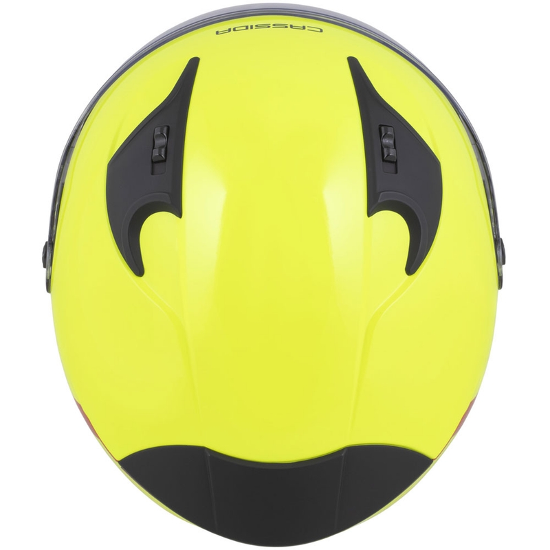 Cassida Reflex 2.0 Veiligheid open motorhelm fluo geel-rood-grijs-reflecterend zilver