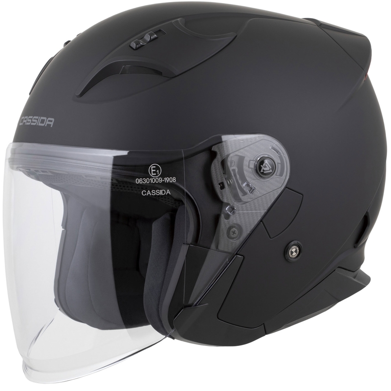 Cassida Reflex 2.0 Solid Open Face Motorhelm Mat Zwart-Donkergrijs