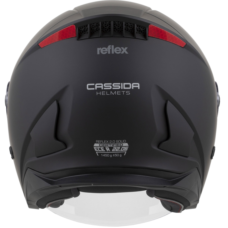 Cassida Reflex 2.0 Solid Open Face Motorhelm Mat Zwart-Donkergrijs