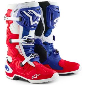 Alpinestars Tech 10 Limited Edition FORTITUDE Motorlaarzen Wit-Blauw-Rood