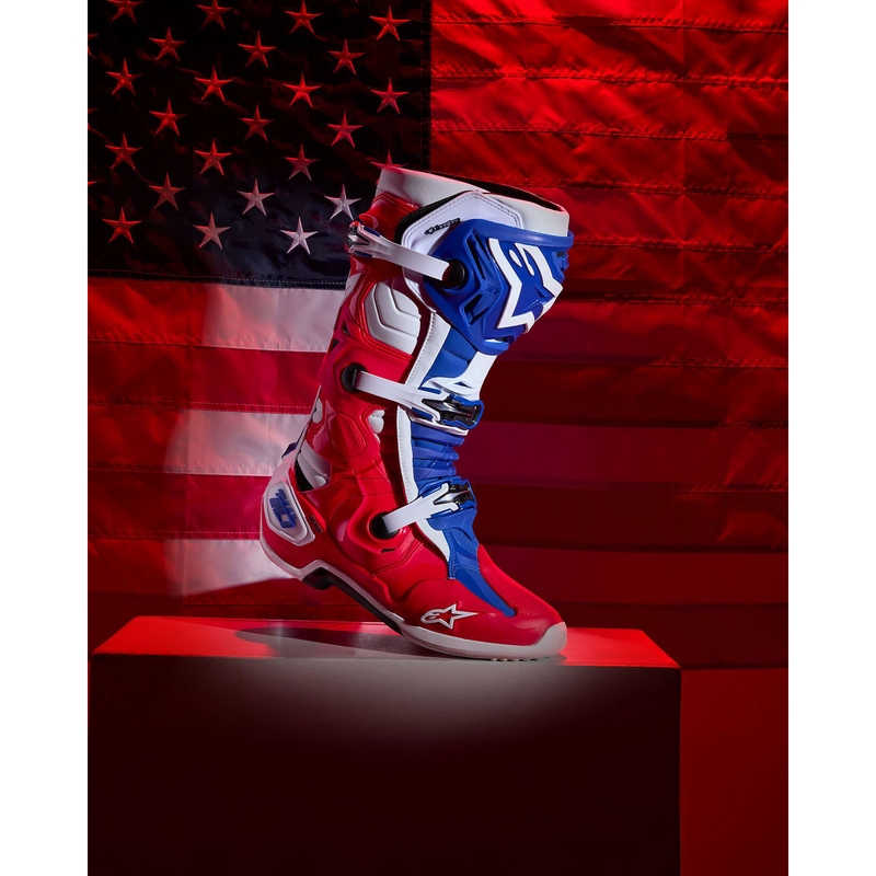 Alpinestars Tech 10 Limited Edition FORTITUDE Motorlaarzen Wit-Blauw-Rood