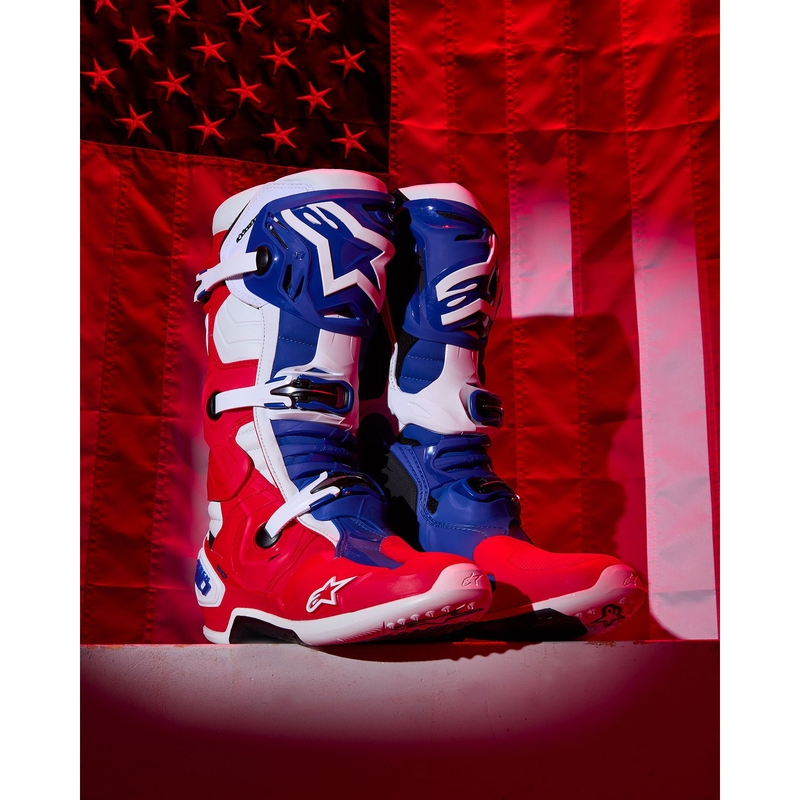 Alpinestars Tech 10 Limited Edition FORTITUDE Motorlaarzen Wit-Blauw-Rood