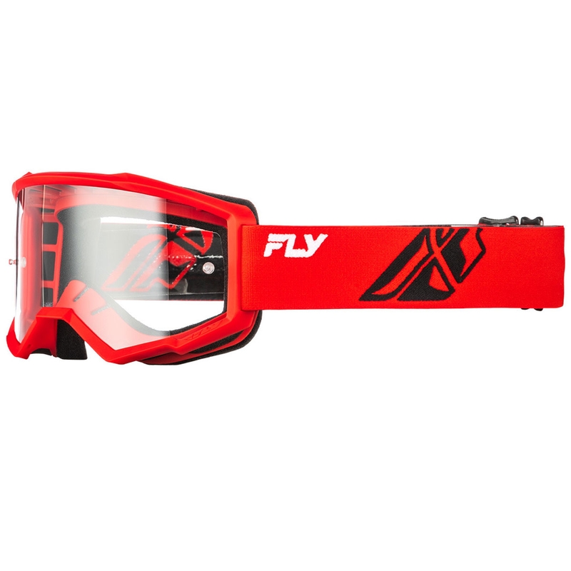 FLY Racing Focus kindercrossbril rood-zwart met helder plexiglas