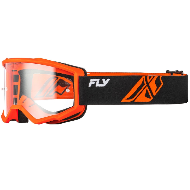 FLY Racing Focus zwart-oranje II kindercrossbril met helder plexiglas