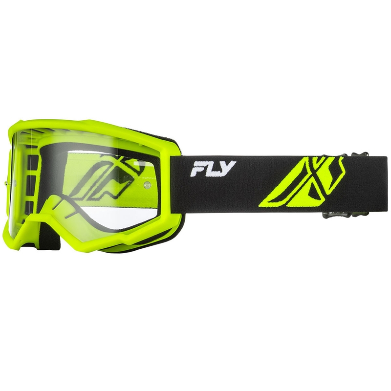 Fly Racing Focus Kids Motocrossbril Zwart-Fluo Groen met Heldere Lens