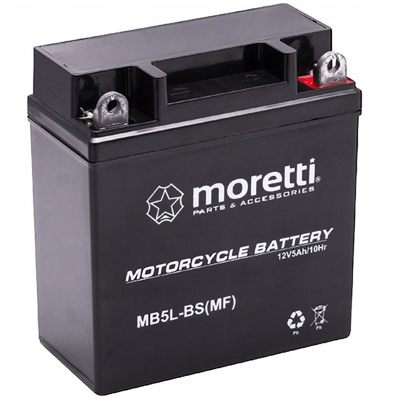 Onderhoudsvrije gelaccu Moretti MB5L-BS, 12V 5Ah zonder spanningsmeter