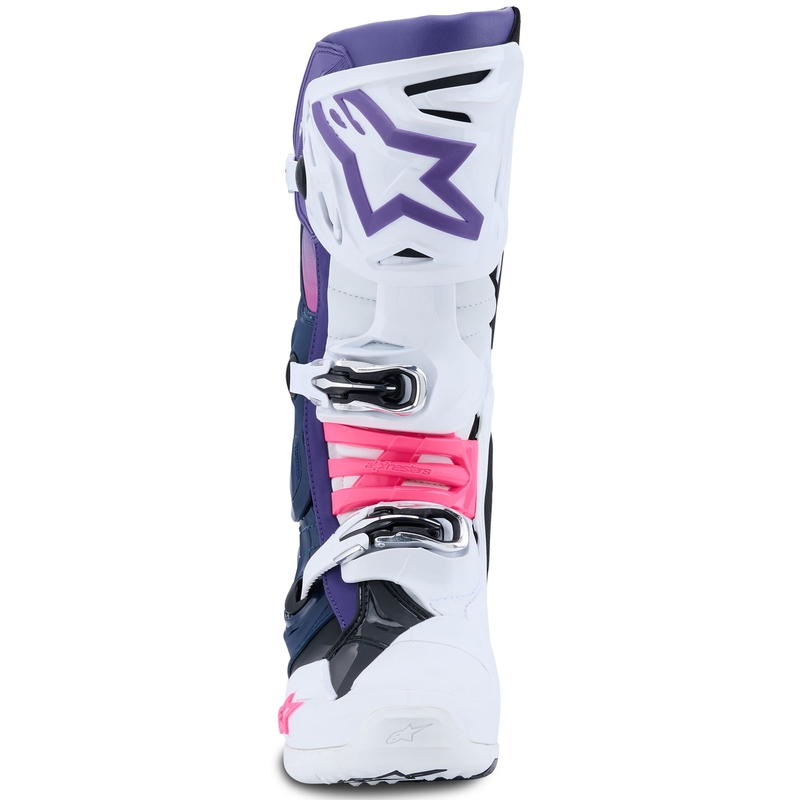 Alpinestars Tech 10 motorlaarzen wit-paars-blauw-fluo roze