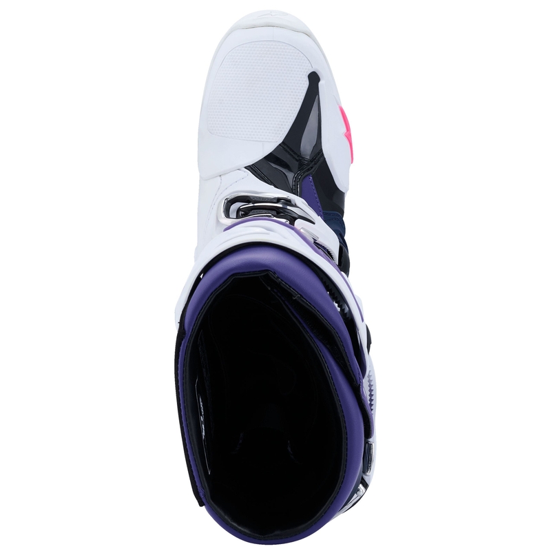 Alpinestars Tech 10 motorlaarzen wit-paars-blauw-fluo roze