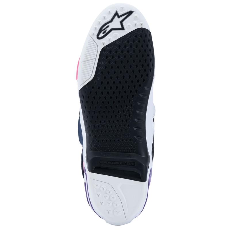 Alpinestars Tech 10 motorlaarzen wit-paars-blauw-fluo roze