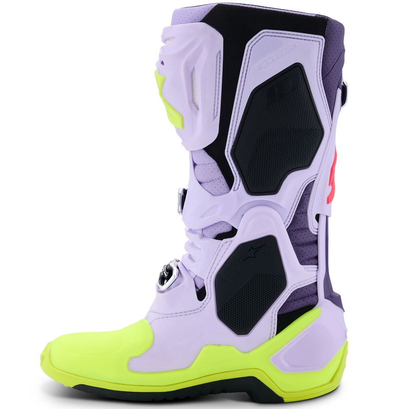 Alpinestars Tech 10 Supervented Motorlaarzen Paars-Fluo Geel-Roze