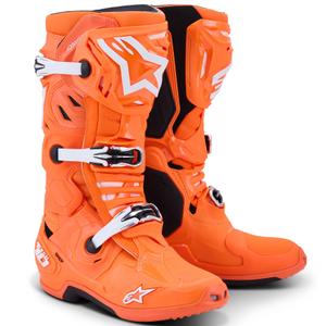 Alpinestars Tech 10 Supervented motorlaarzen fluo oranje-zwart-wit