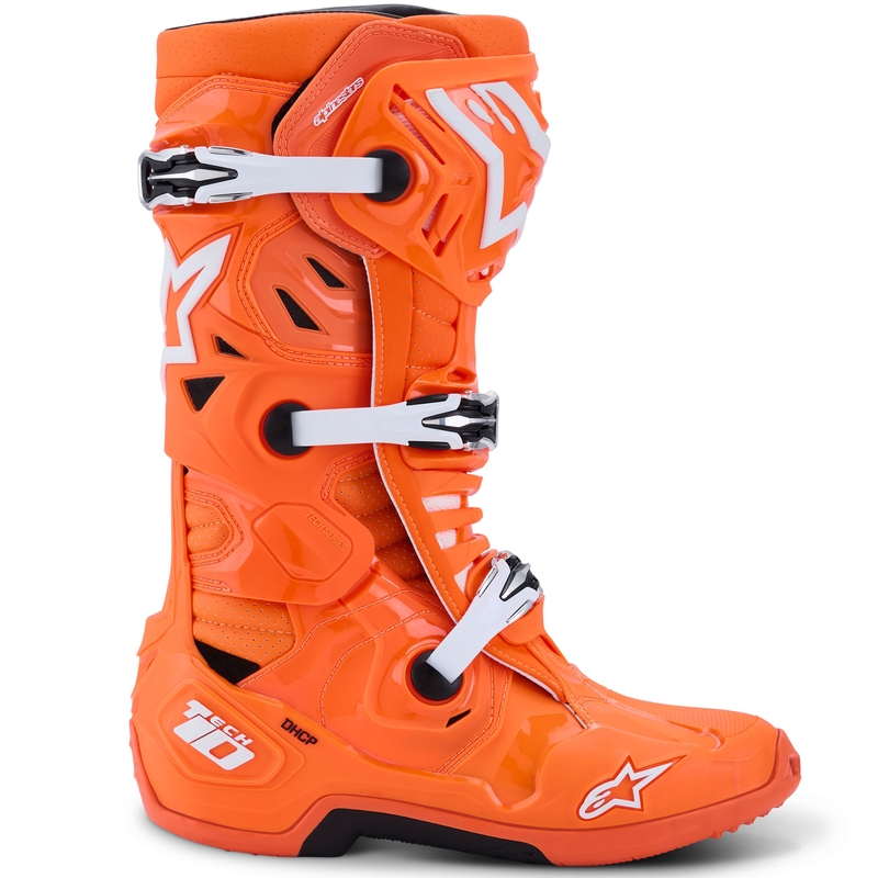 Alpinestars Tech 10 Supervented motorlaarzen fluo oranje-zwart-wit