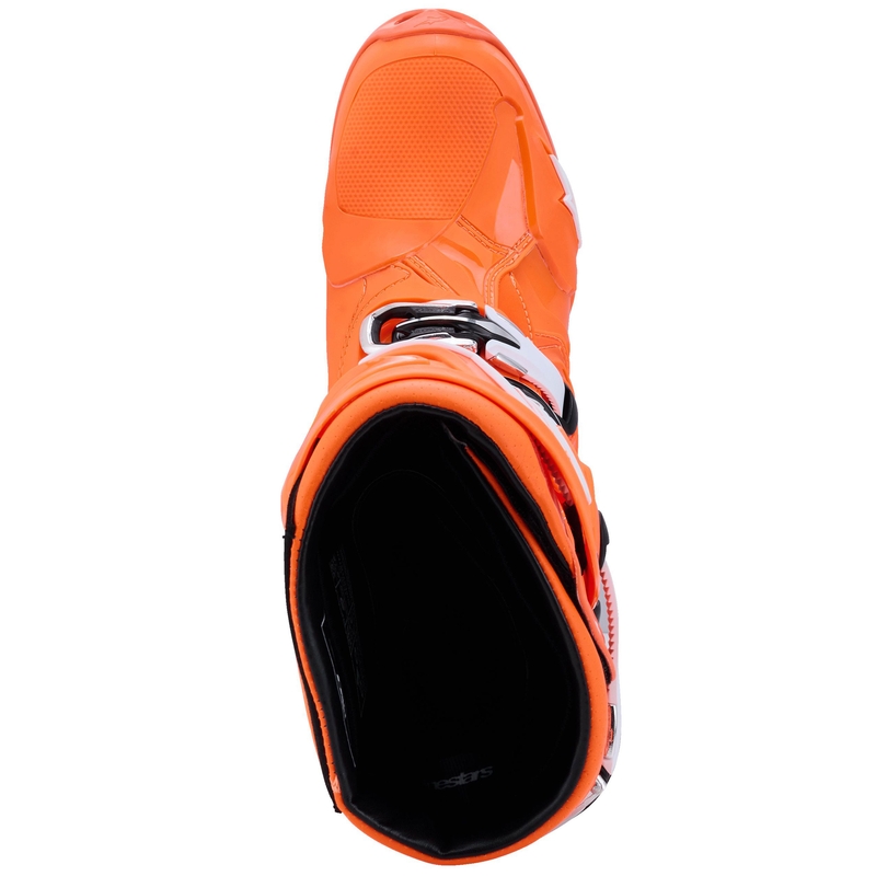 Alpinestars Tech 10 Supervented motorlaarzen fluo oranje-zwart-wit