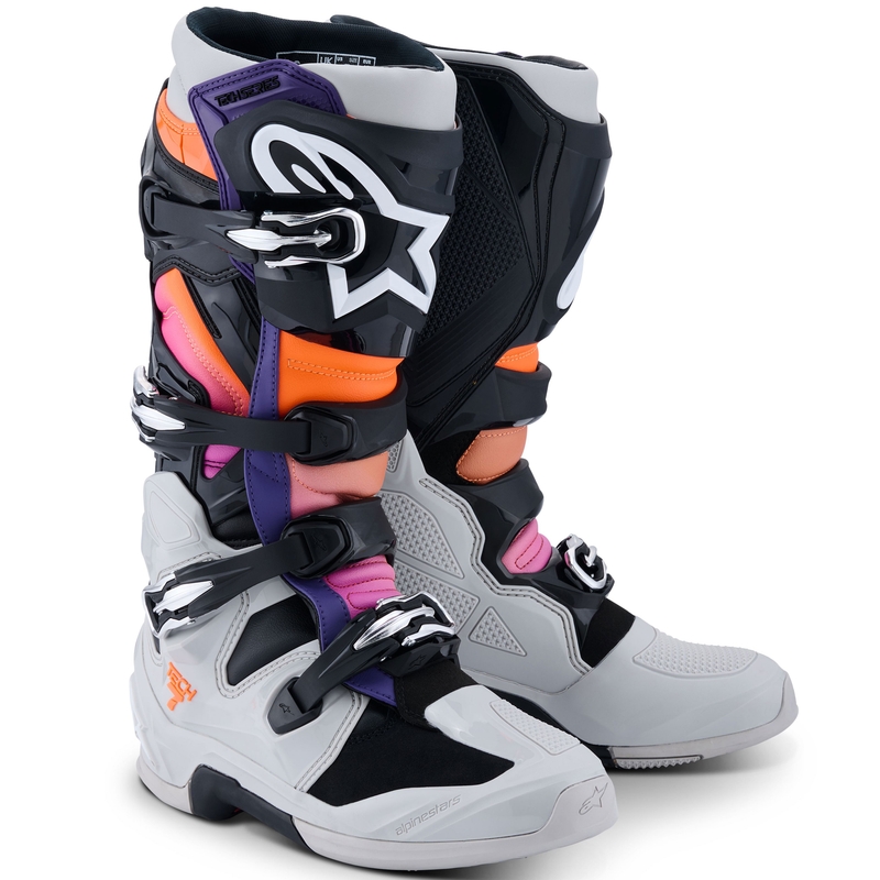 Alpinestars Tech 7 motorlaarzen zwart-lichtgrijs-fluo oranje-verloop