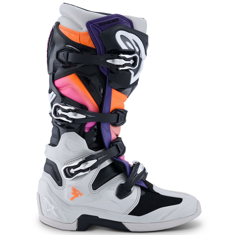 Alpinestars Tech 7 motorlaarzen zwart-lichtgrijs-fluo oranje-verloop