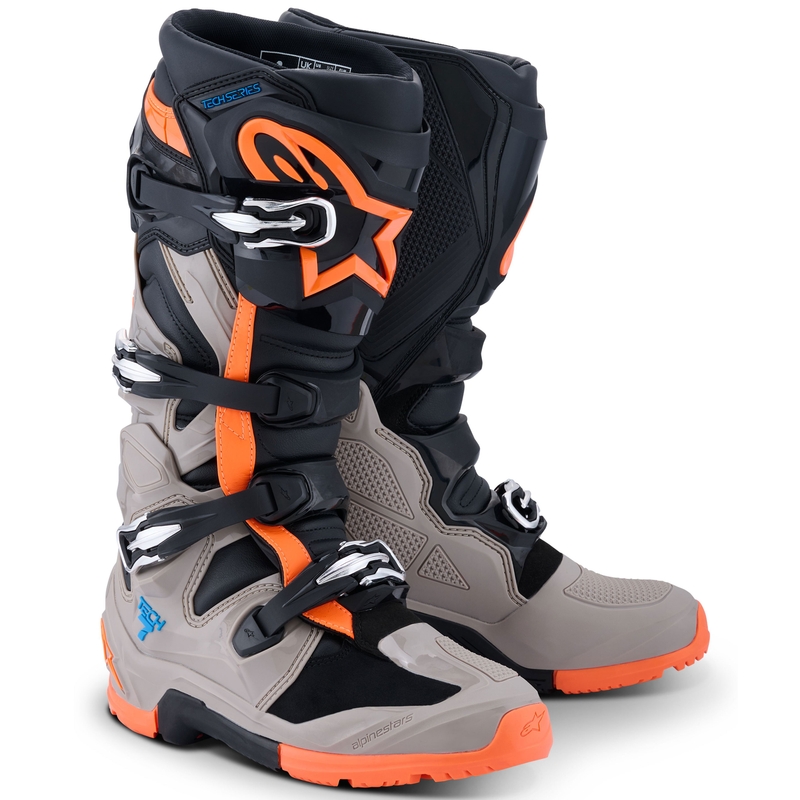 Alpinestars Tech 7 Enduro Motorlaarzen Zwart-Donkergrijs-Fluo Oranje