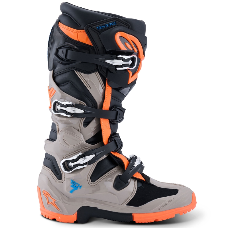 Alpinestars Tech 7 Enduro Motorlaarzen Zwart-Donkergrijs-Fluo Oranje
