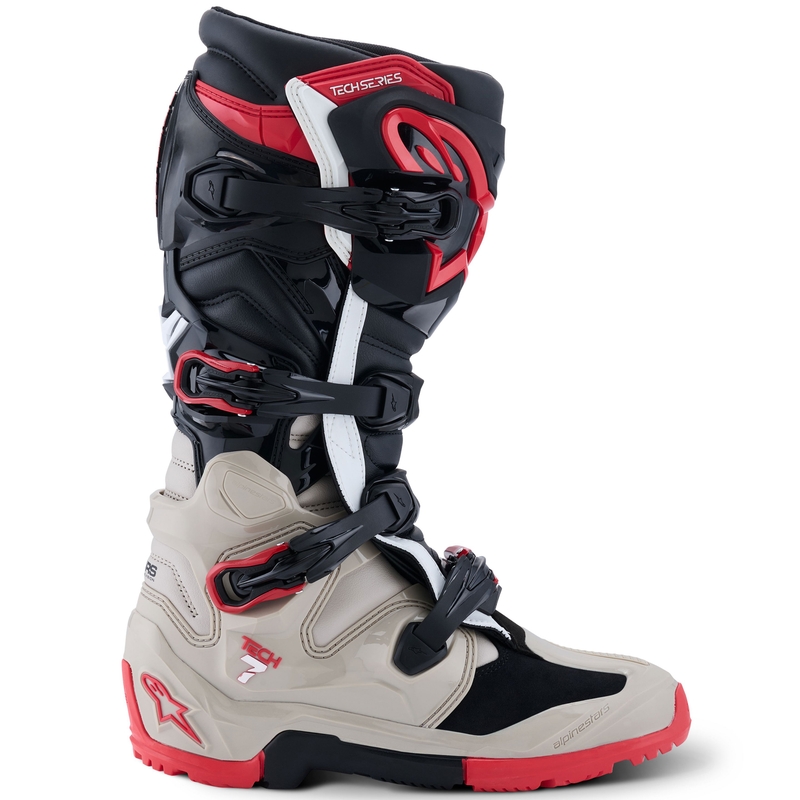 Alpinestars Tech 7 Enduro Motorlaarzen Zwart-Lichtgrijs-Rood