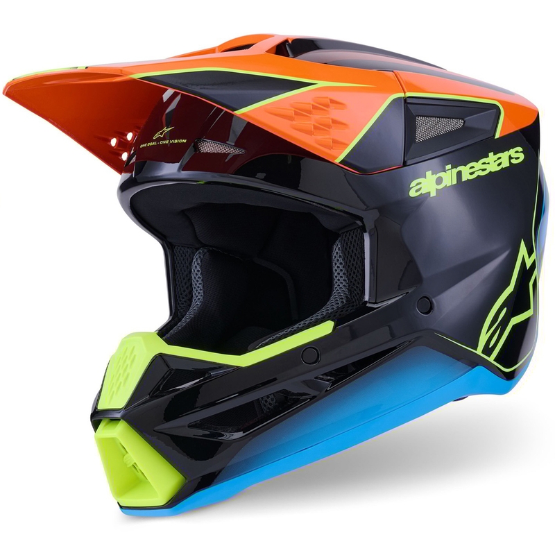 Alpinestars S-M3 Fray crosshelm zwart-fluo oranje-fluo geel-turquoise
